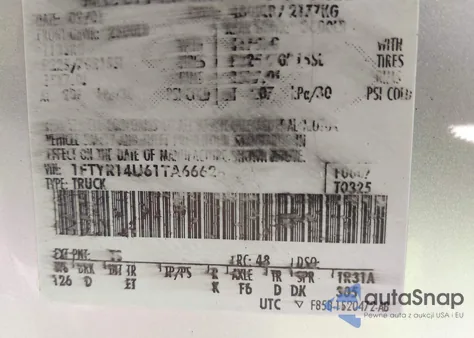 2001 Ford Ranger Edge/Xl/Xlt из США, поврежденный, VIN 1FTYR14U61TA66628